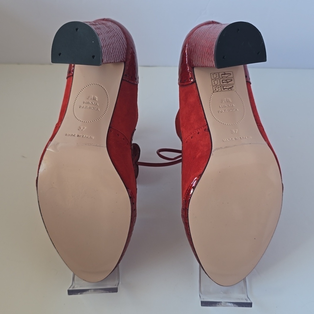 Minna Parikka Roseum Whimsical Red Heart Cutout Women's Leather Heels Sz.37 - Picture 16 of 16